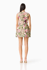 Elliatt - Flora Tulip Mini Dress - Pink & Green Floral