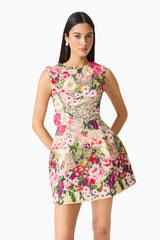 Elliatt - Flora Tulip Mini Dress - Pink & Green Floral