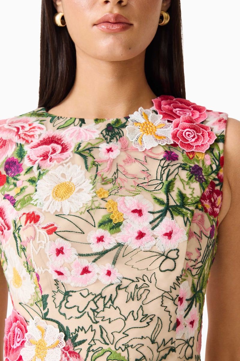Elliatt - Flora Tulip Mini Dress - Pink & Green Floral