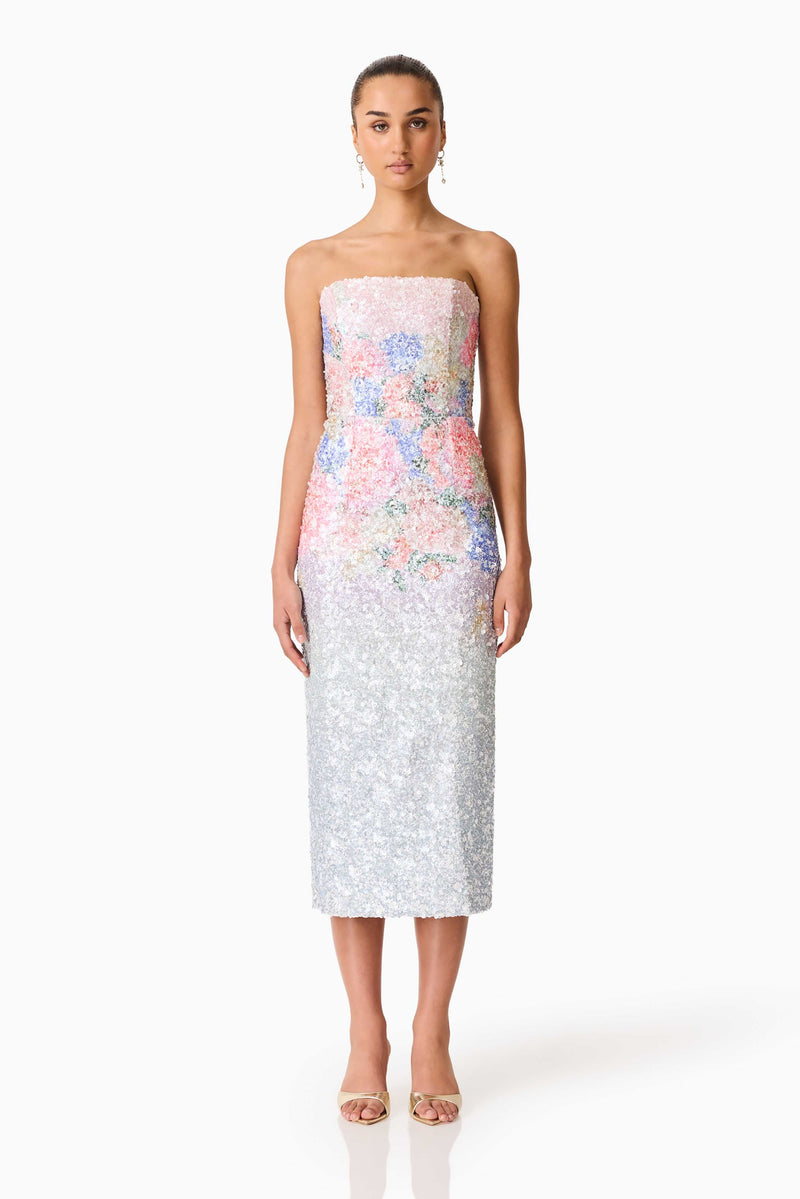 Elliatt - Lurea Strapless Midi Dress - Pink Floral