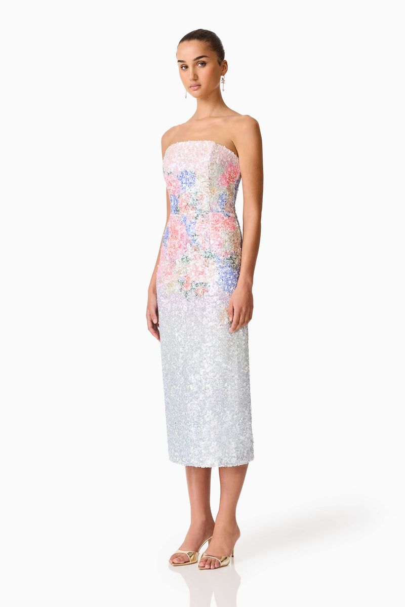 Elliatt - Lurea Strapless Midi Dress - Pink Floral