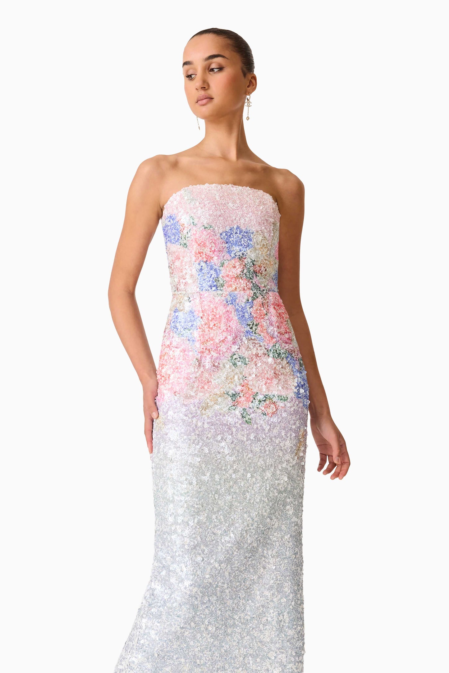 Elliatt - Lurea Strapless Midi Dress - Pink Floral