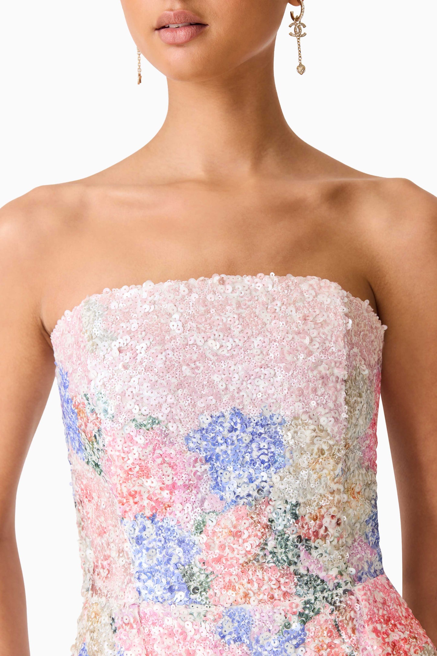 Elliatt - Lurea Strapless Midi Dress - Pink Floral