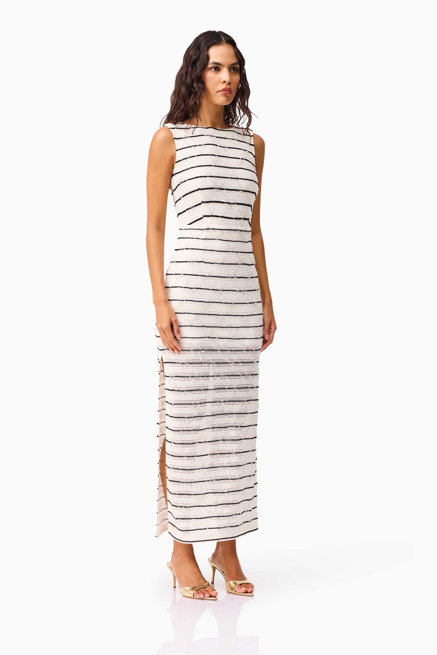 Elliatt - Eldora Low Back Midi Dress - Black & White