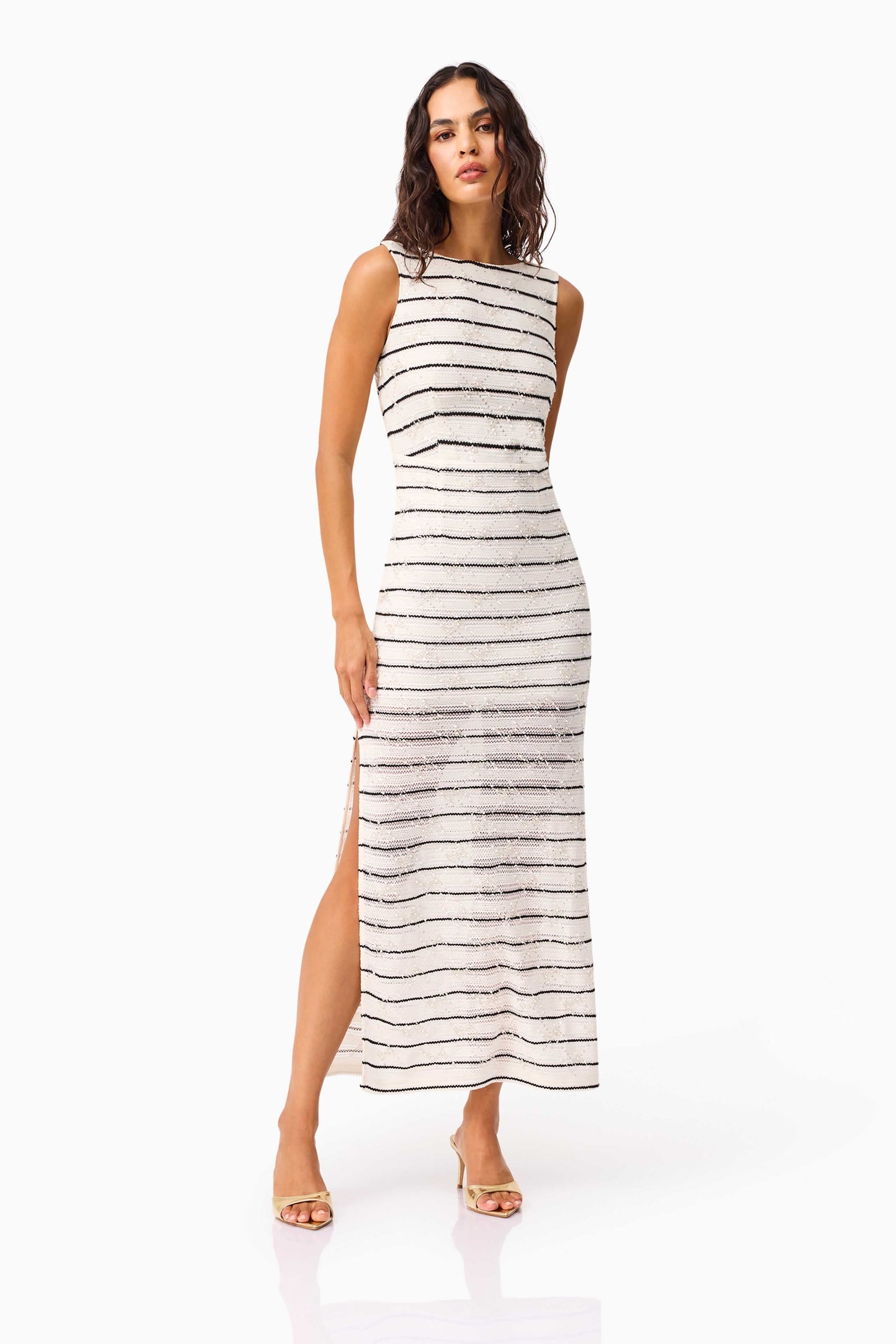 Elliatt - Eldora Low Back Midi Dress - Black & White