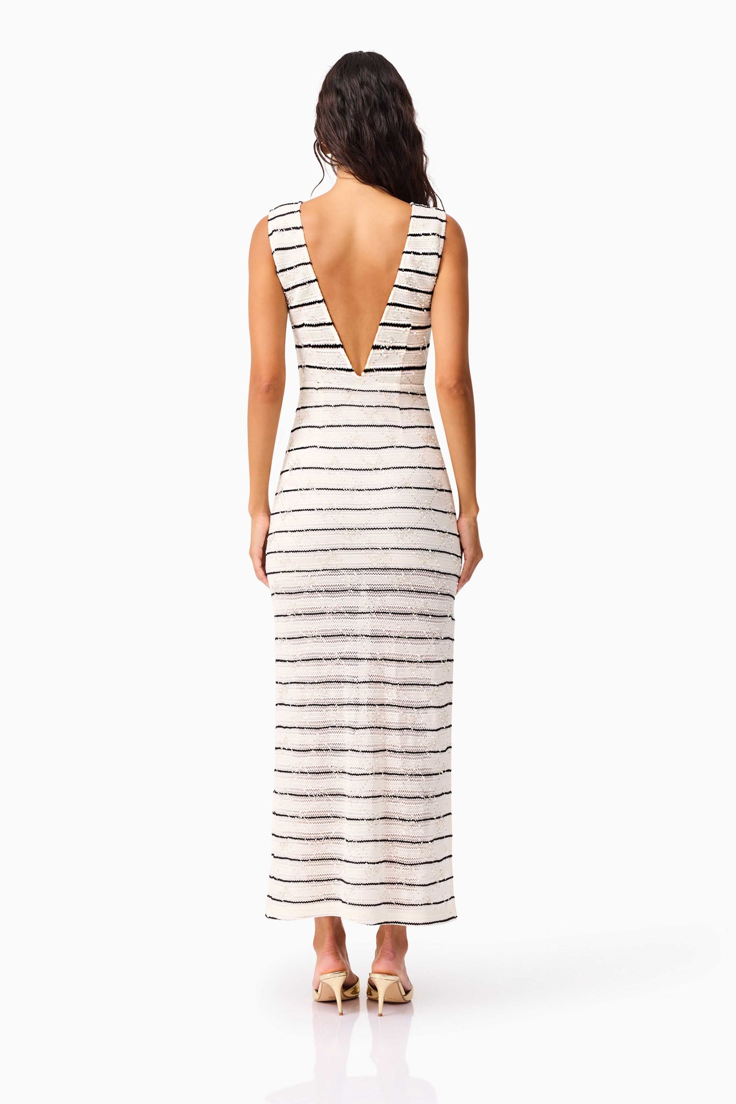 Elliatt - Eldora Low Back Midi Dress - Black & White