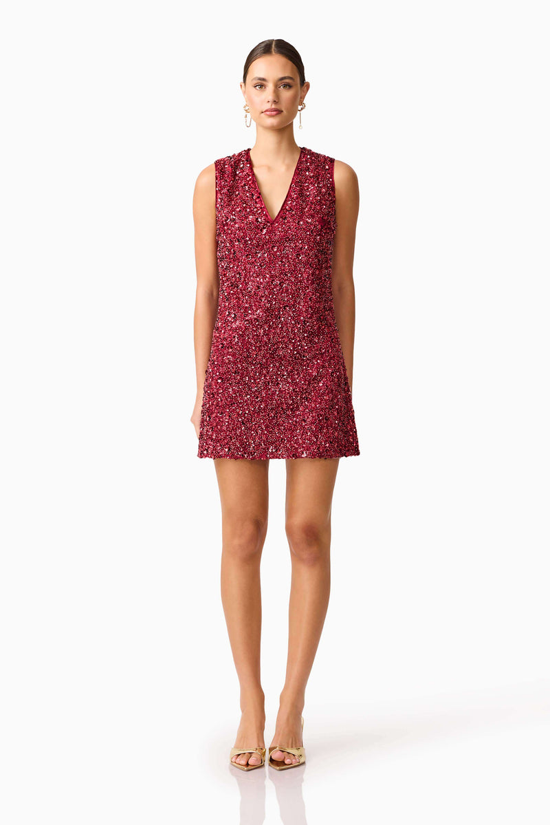 Elliatt - Carmen Shift Mini Dress - Berry