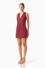Elliatt - Carmen Shift Mini Dress - Berry