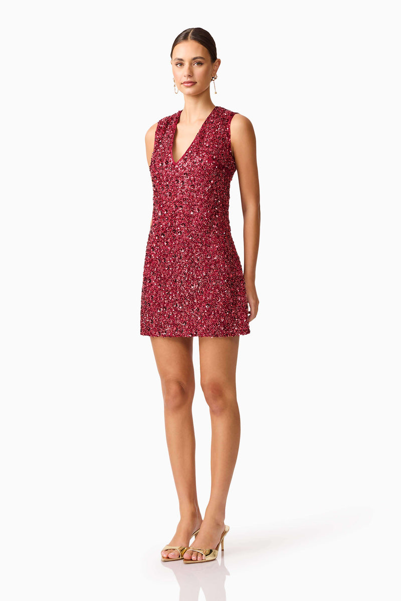Elliatt - Carmen Shift Mini Dress - Berry