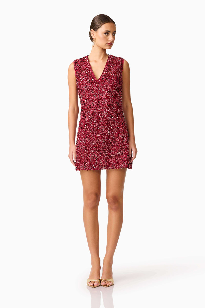 Elliatt - Carmen Shift Mini Dress - Berry