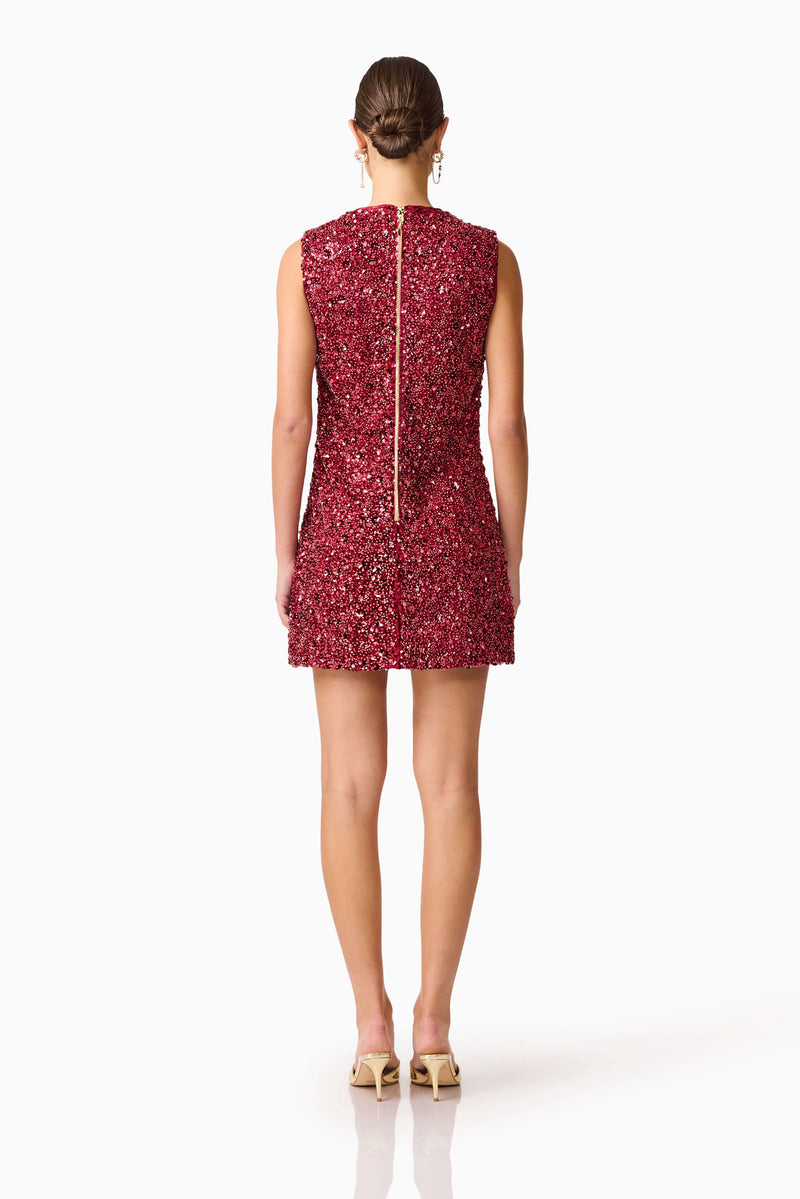Elliatt - Carmen Shift Mini Dress - Berry