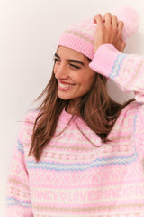 LoveShackFancy - Sanibel Wool Fair Isle Beanie - Peach Dream