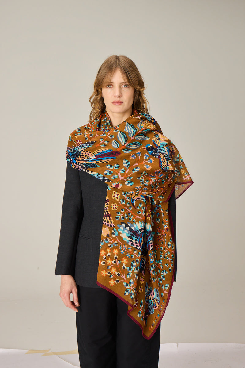 René Perrot Wool Stole in brown, detail 3