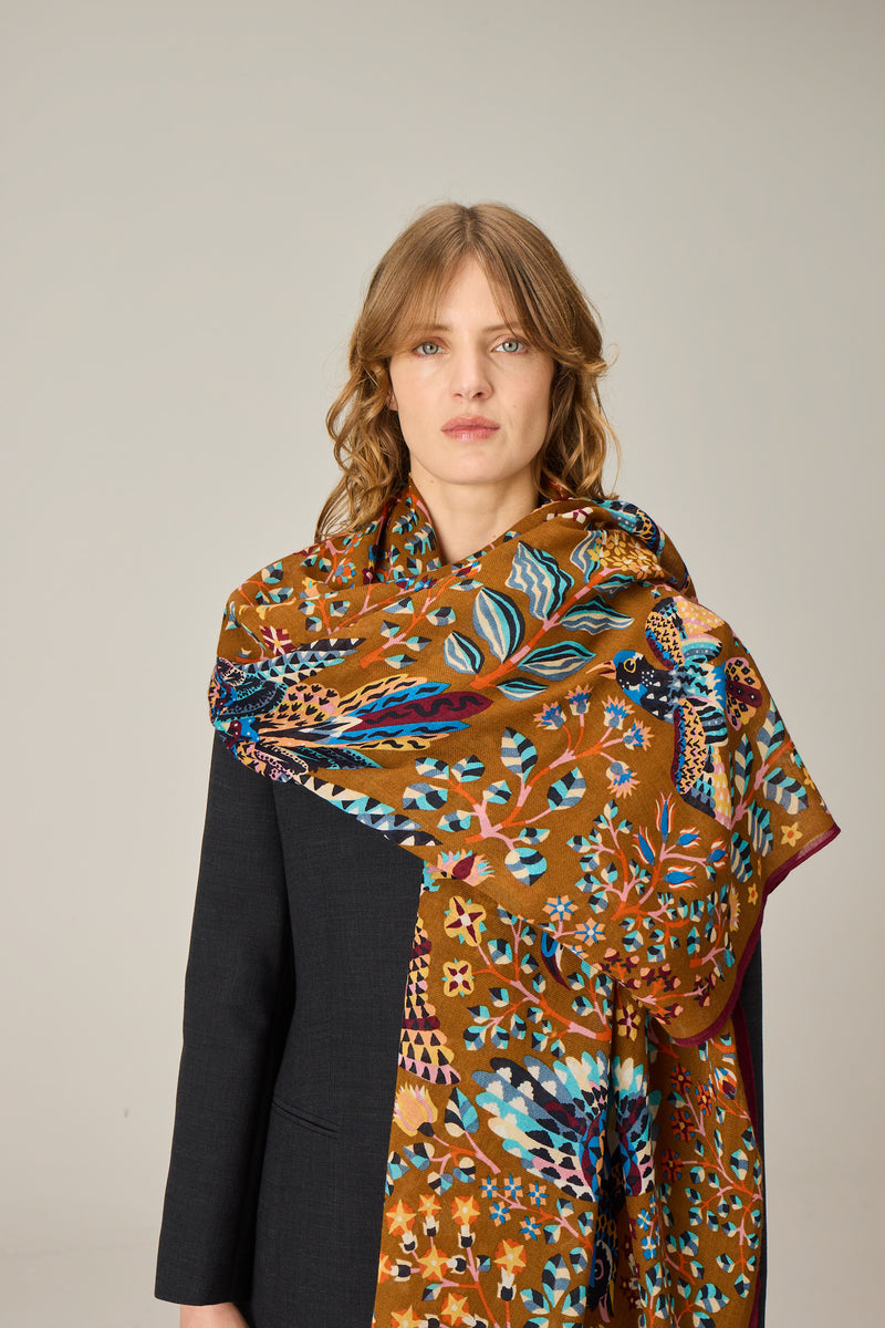 René Perrot Wool Stole in brown, detail 4