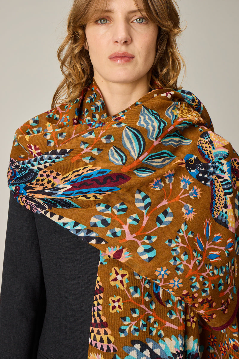 René Perrot Wool Stole in brown, detail 2