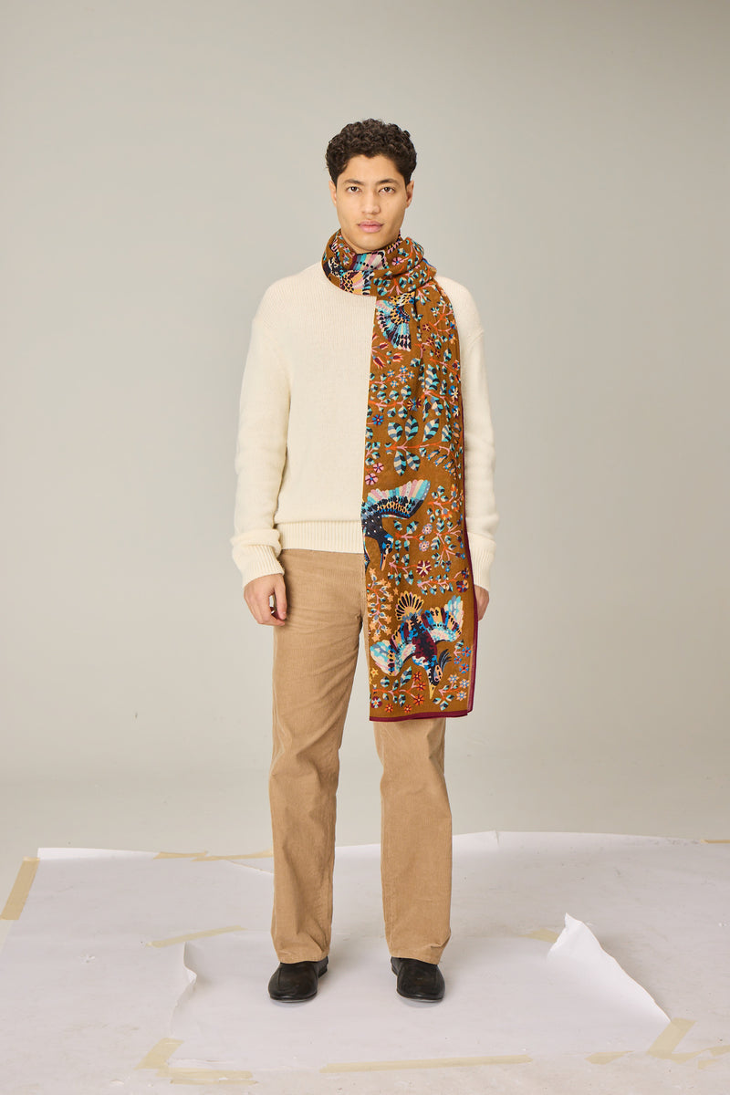 René Perrot Wool Stole in brown, detail 5