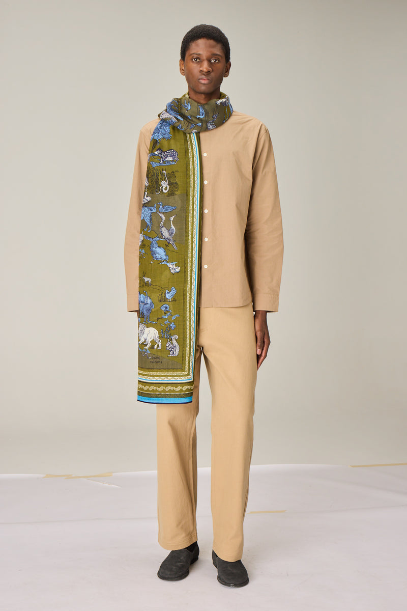 Rêverie Wool Stole in khaki, detail 8