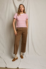 PerfectWhiteTee - Everett Stripe Jersey Striped Short Sleeve Tee - Tomato Stripe