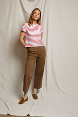 PerfectWhiteTee - Everett Stripe Jersey Striped Short Sleeve Tee - Tomato Stripe