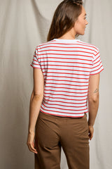 PerfectWhiteTee - Everett Stripe Jersey Striped Short Sleeve Tee - Tomato Stripe