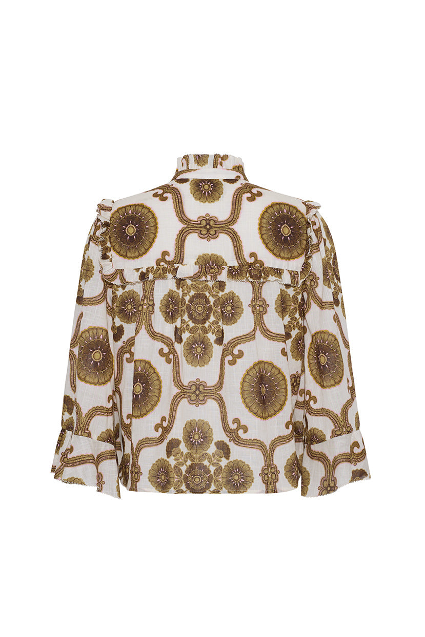 Elowen Top in Mod Floral Olive, back