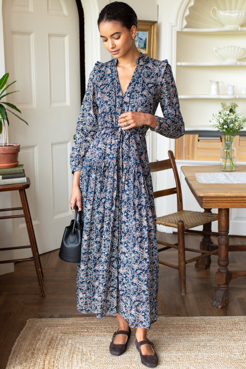 Frances 4 Basque Dress - Artisan Flower Vines Organic, front