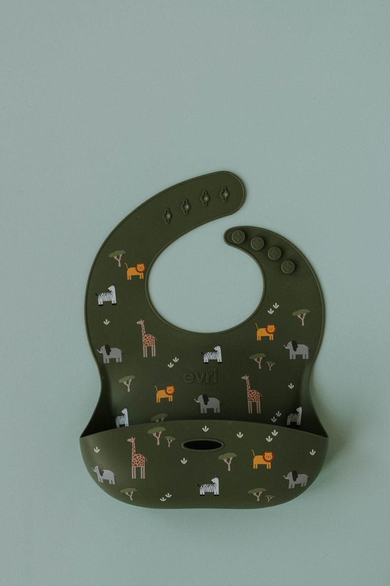 Evri - Printed Silicone Bib - Safari