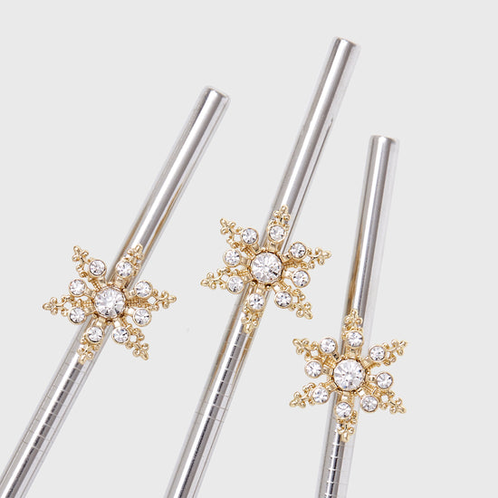 Snowflake metal cocktail straws