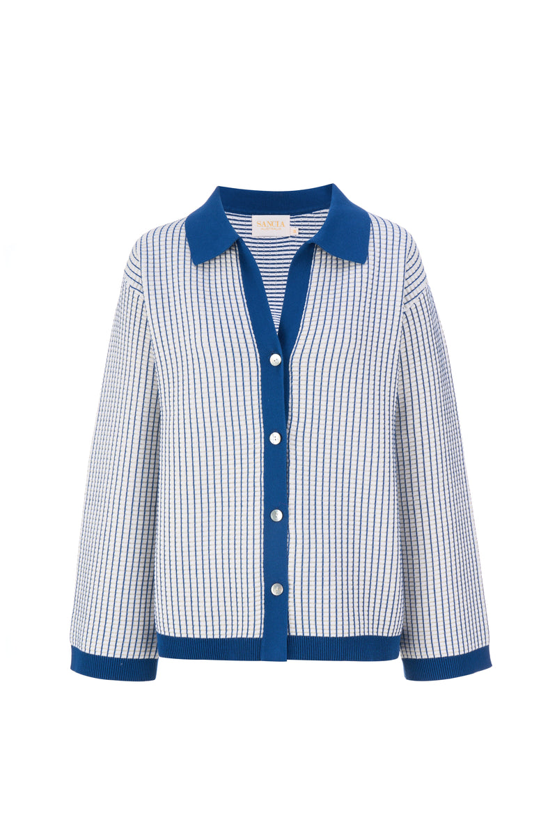 The Ebony Cotton Knit Cardigan - Mist