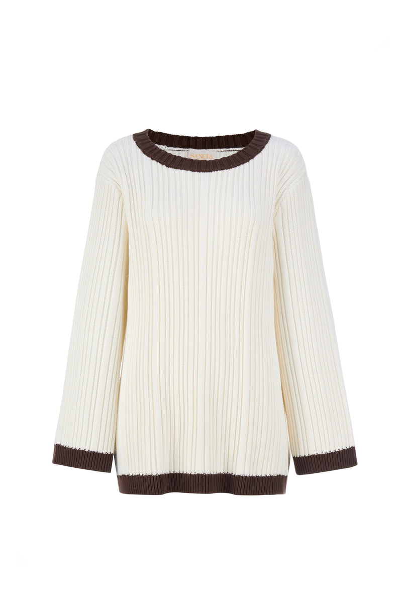 The Vale Cotton Knit Top - Latte