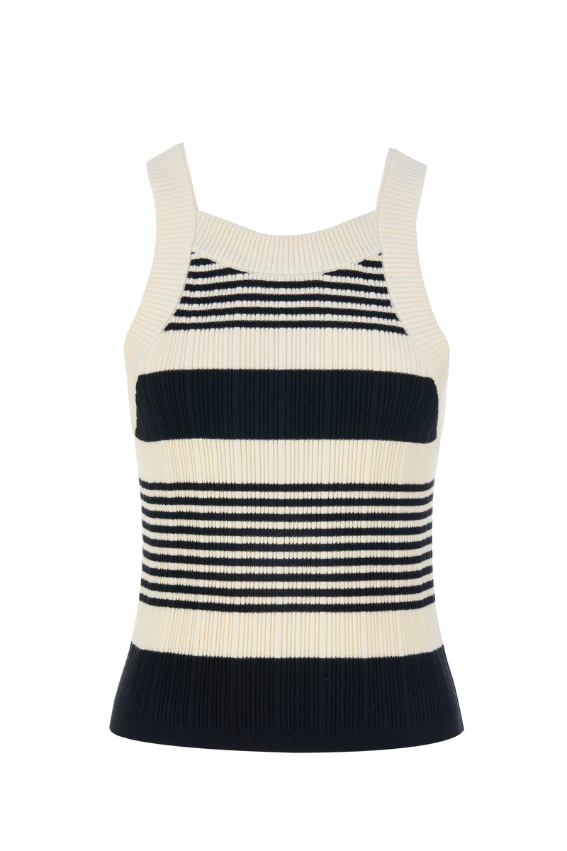 The Luma Cotton Knit Tank - Noir Stripe