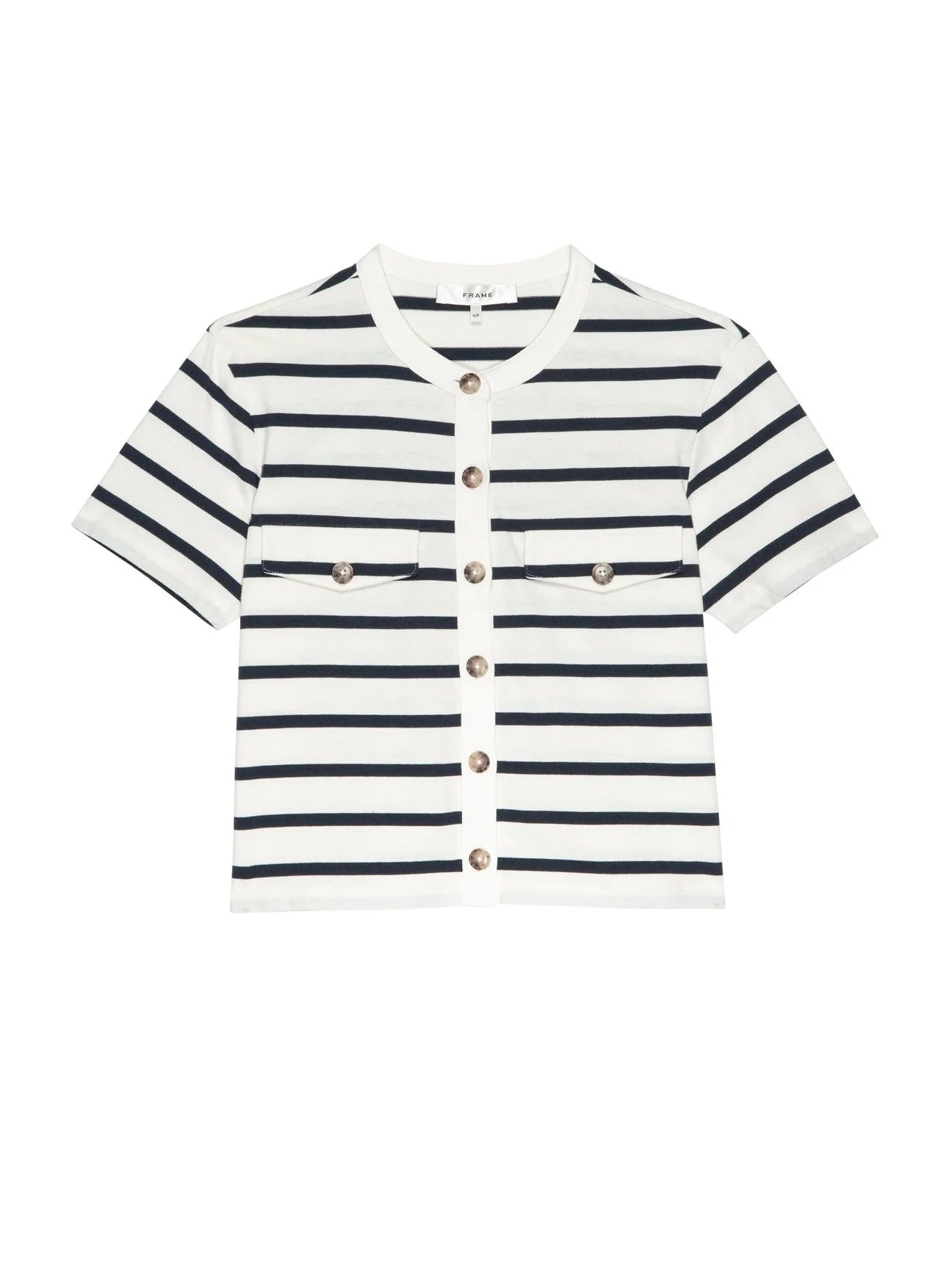 FRAME - The Jersey Striped Top - Cream Multi