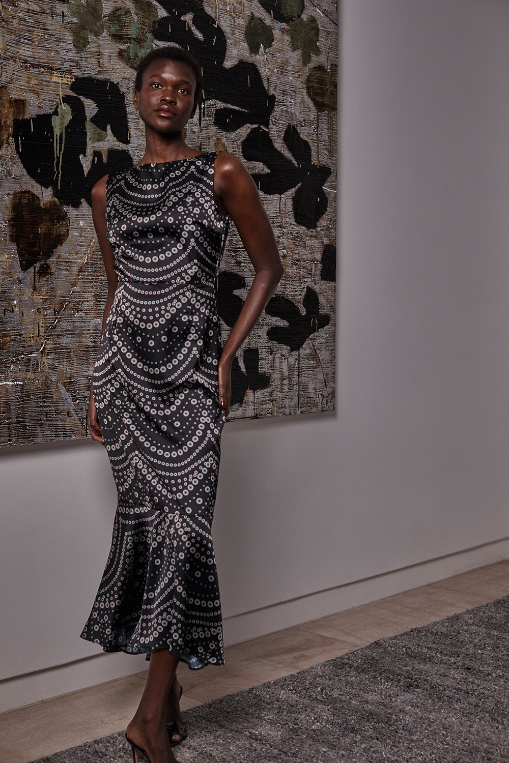 MISA Los Angeles - Patricia Dress - Stranded Pearls Satin