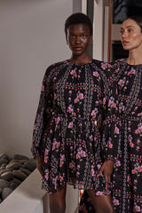 MISA Los Angeles - Anthea Dress - Midnight Lattice Chiffon