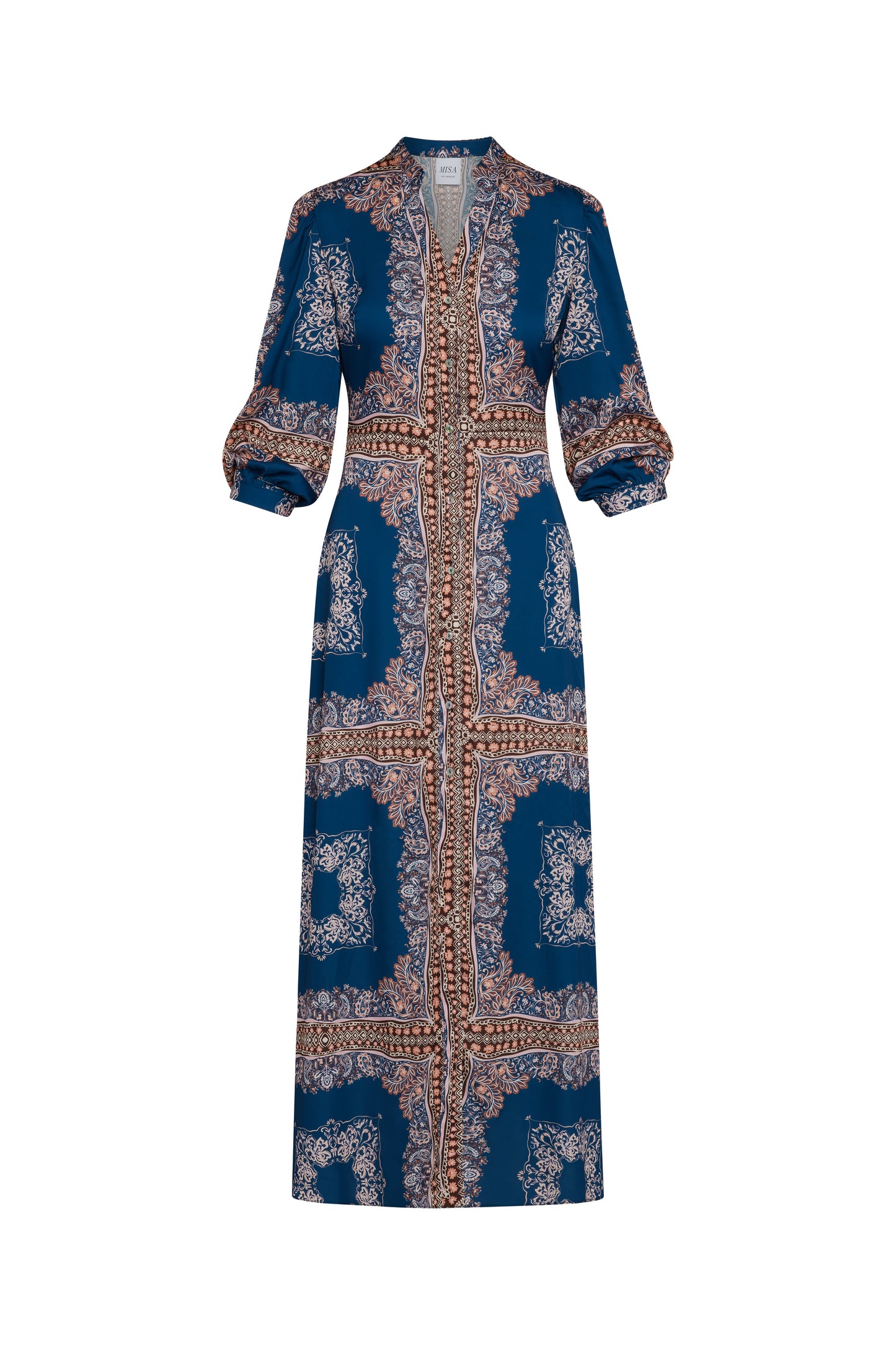 MISA Los Angeles - Farrah Dress - Sapphire Tapis Satin
