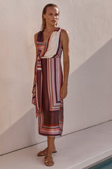 MISA Los Angeles - Kina Dress - Chocolate Geo Stripe