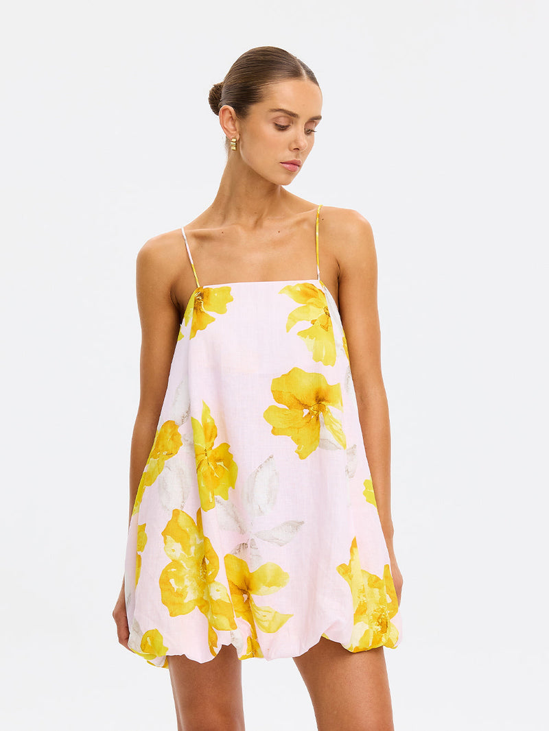 Kivari - Francine Bubble Mini Dress - Pink Yellow