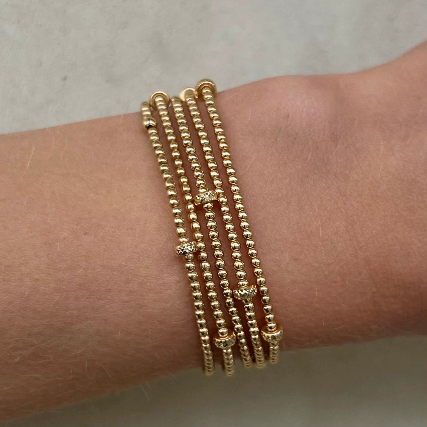 2MM Signature Bracelet with 14K Gold Rondelle Pattern