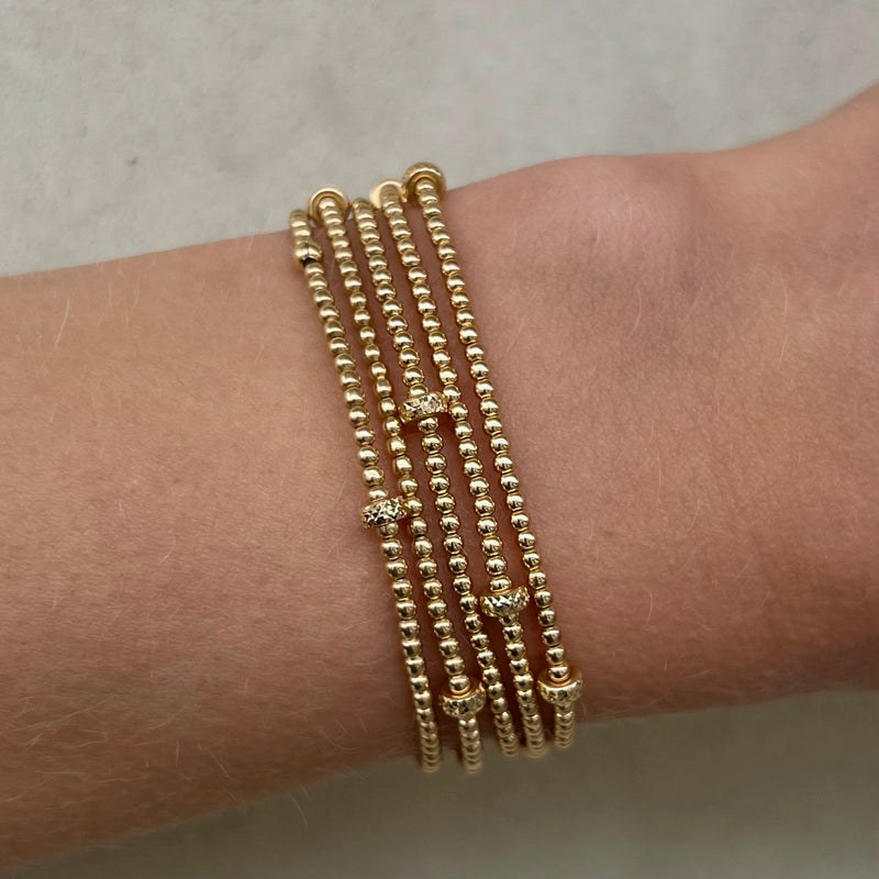 2MM Signature Bracelet with 14K Gold Rondelle Pattern