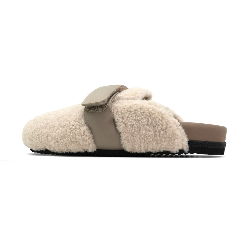 Fuzzy Loafer Mule in Bone, detail