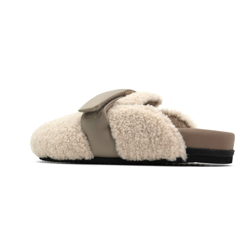 Fuzzy Loafer Mule in Bone, detail