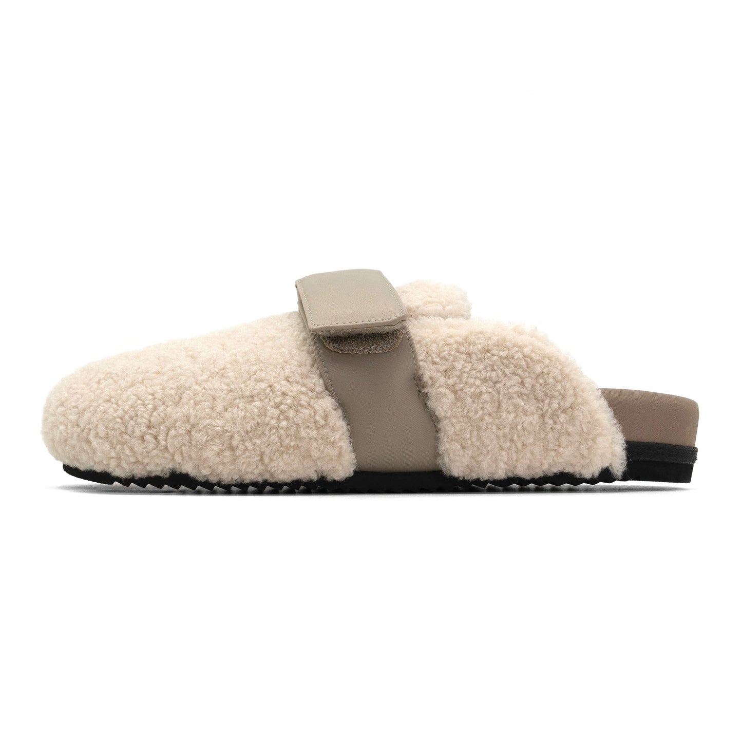 Fuzzy Loafer Mule in Bone, side
