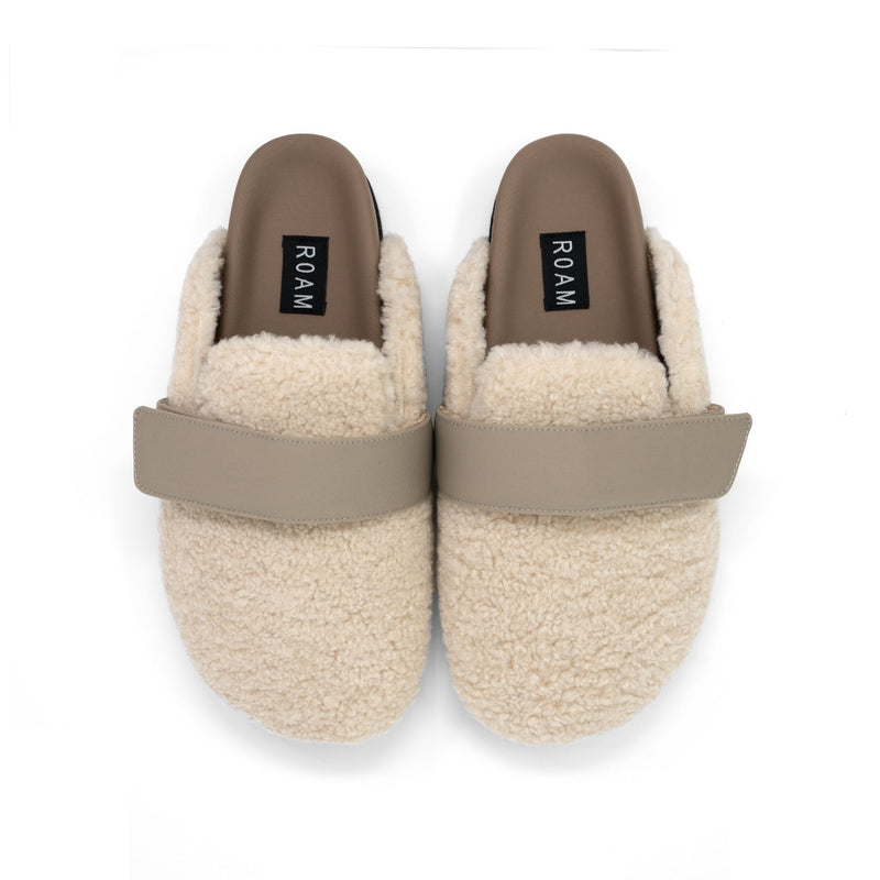 Fuzzy Loafer Mule in Bone, top