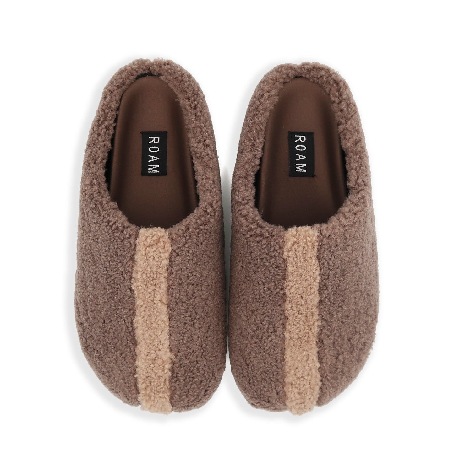 Fuzzy Stripe Clog in Taupe/Oat, top