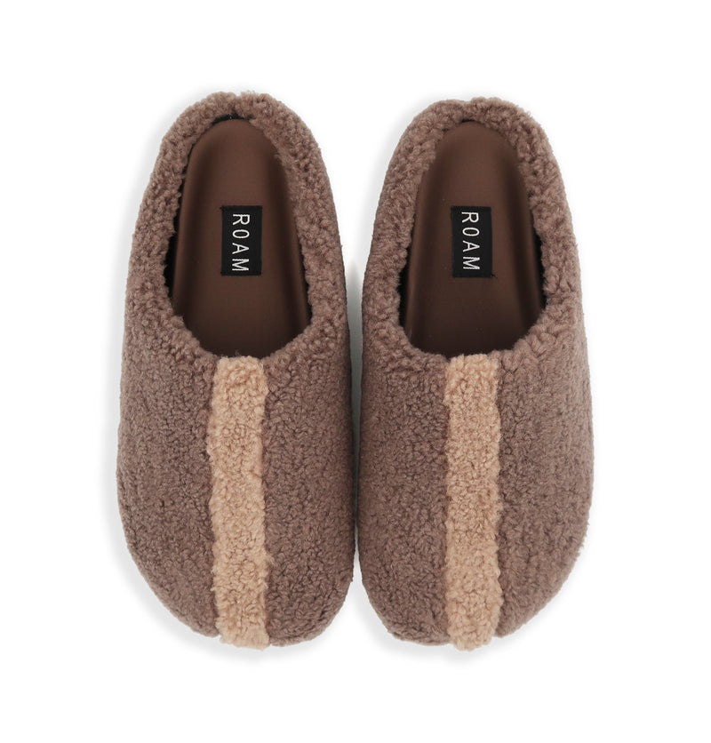 Fuzzy Stripe Clog in Taupe/Oat, top