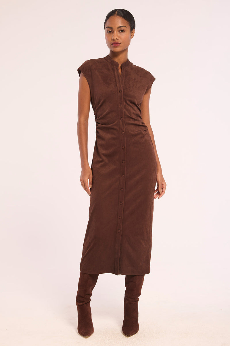 Maud Dress in Faux Suede, flat