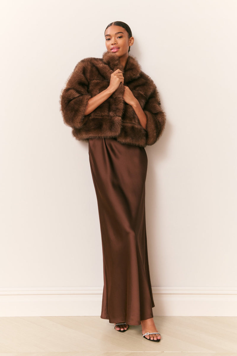 LoveShackFancy - Gelman Faux Fur Jacket - Dark Sable