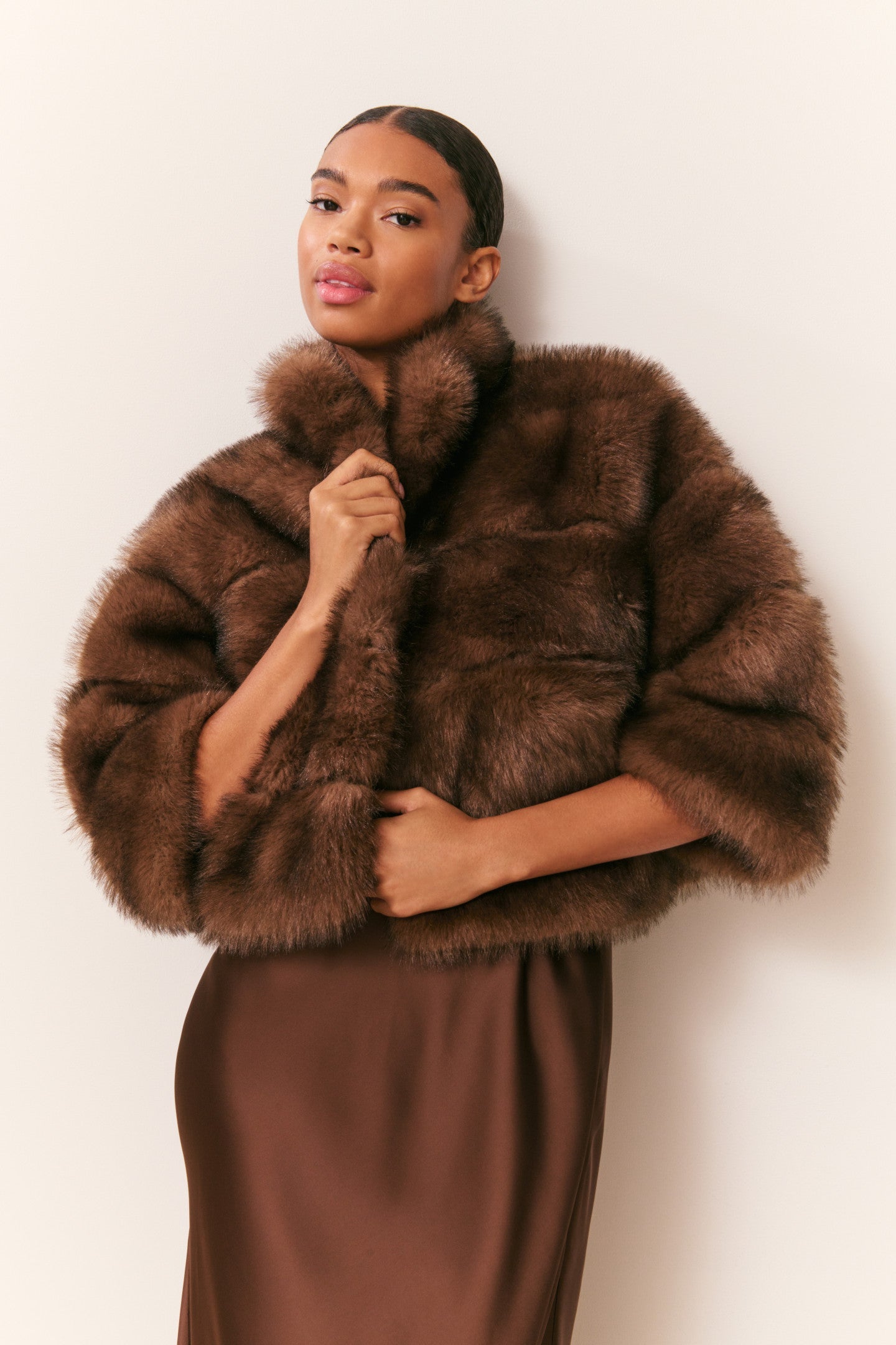 LoveShackFancy - Gelman Faux Fur Jacket - Dark Sable