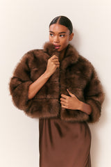 LoveShackFancy - Gelman Faux Fur Jacket - Dark Sable