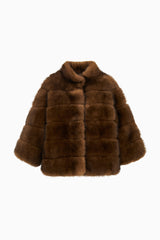 LoveShackFancy - Gelman Faux Fur Jacket - Dark Sable